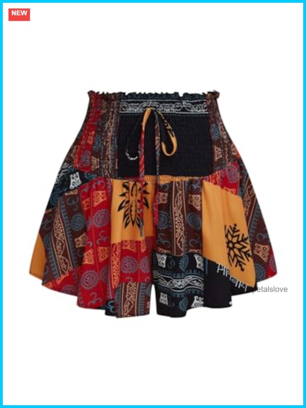 Plus Size Wide Leg Boho Flowy Shorts High Waisted Shirred